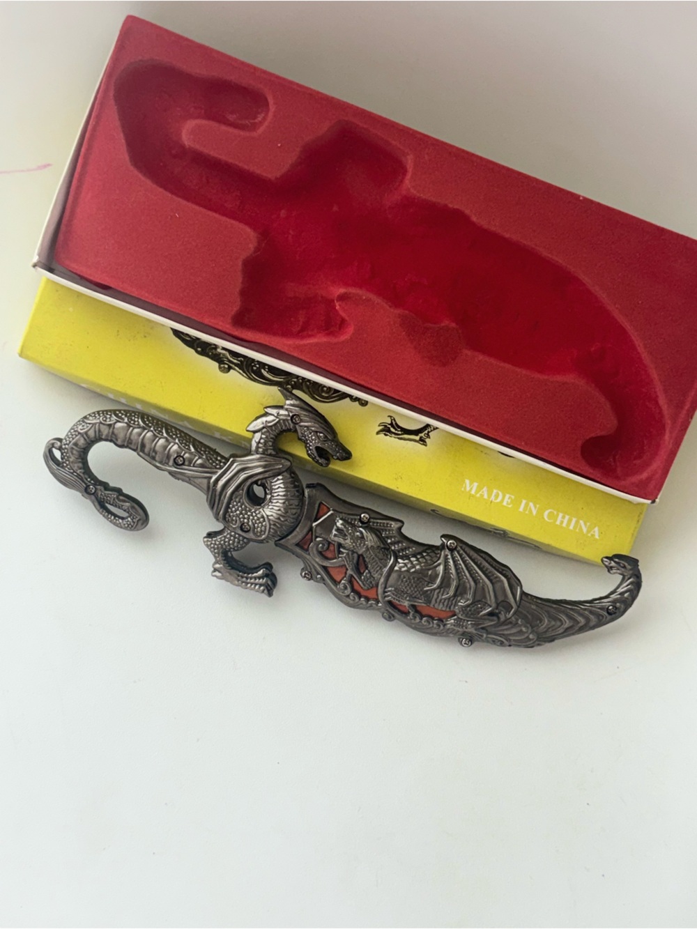 Ornate Dragon Decorative Accent - Silver Metal Finish